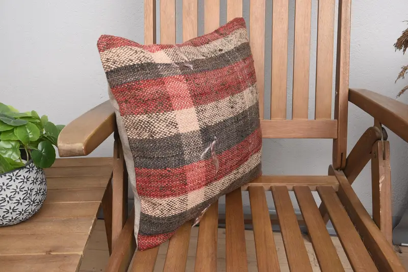 Pillow Case, 16x16 Red Cushion Cover, Throw Kilim Pillow, Outdoor Pillow, Boho Pillow, Accent Throw Pillow, Pillow for Sofa - 3