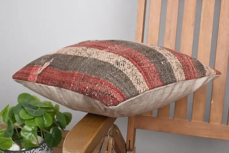 Pillow Case, 16x16 Red Cushion Cover, Throw Kilim Pillow, Outdoor Pillow, Boho Pillow, Accent Throw Pillow, Pillow for Sofa - 6