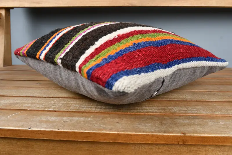 Throw Kilim Pillow, Antique Pillows, Designer Throw Cushion Cover, Vintage Kilim Pillow, Pillow, 14x14 Brown Cushion Cover - 4