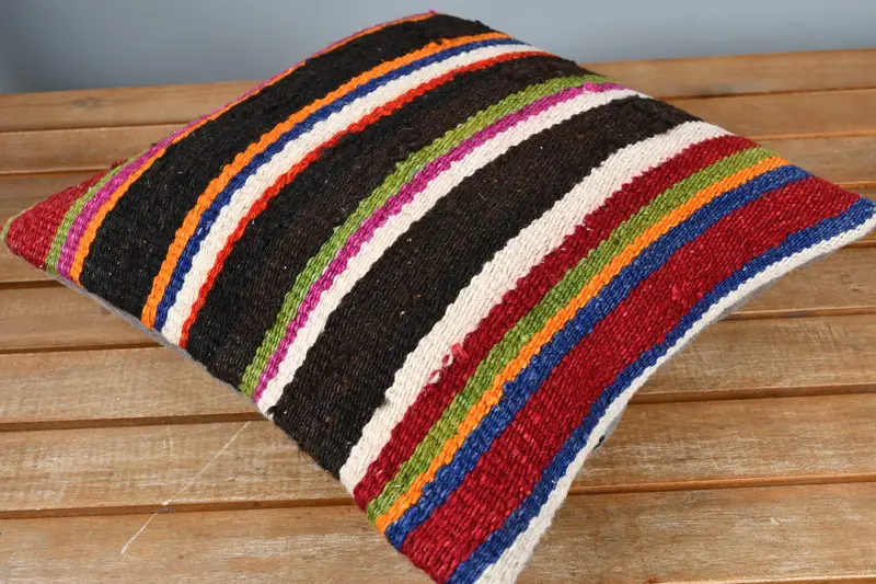 Throw Kilim Pillow, Antique Pillows, Designer Throw Cushion Cover, Vintage Kilim Pillow, Pillow, 14x14 Brown Cushion Cover - 2