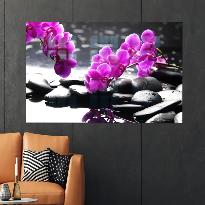 Modern Baskılı Cam: Orkide ve Mor Orkide Spa Zarafeti