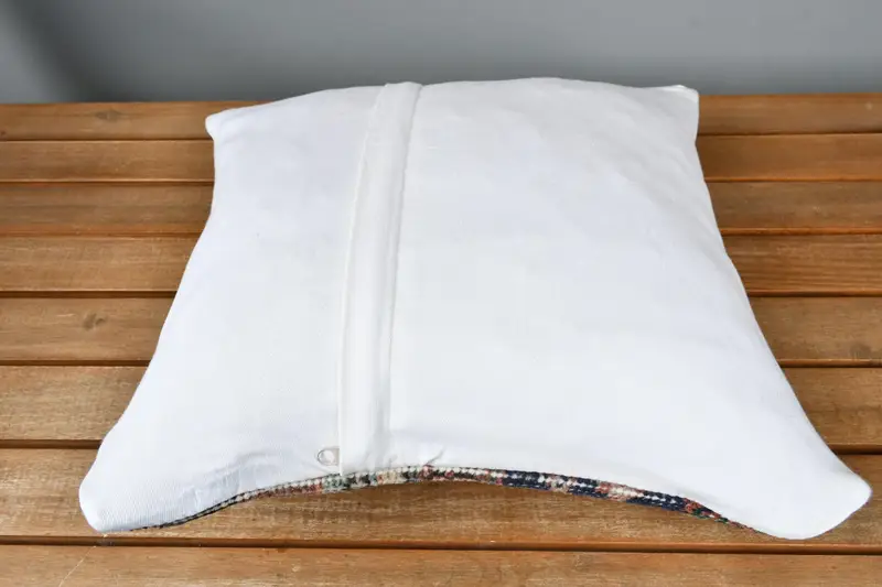 Handmade Kilim Cushion, Gift Pillow, Meditation Pillow Case, 14x14 Blue Cushion Case, Turkish Bench Pillow Sham, Turkish Pillow, Cushion Cover - 4