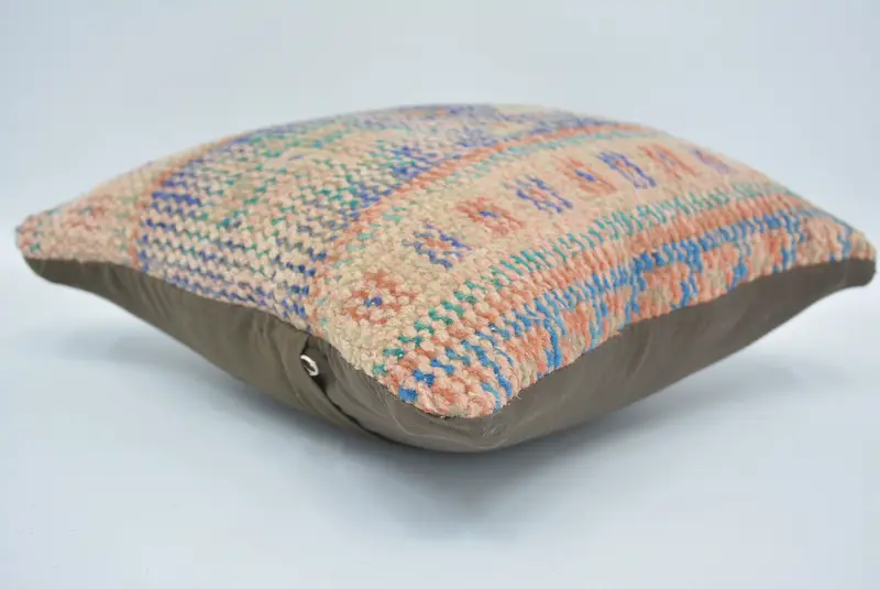 12x12 Blue Pillow Case, Pillow Case, Vintage Kilim Throw Pillow, Kilim Cushion Sham, Kilim Pillow Cover, Cotton Pillow Case - 6
