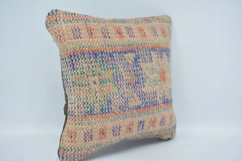 12x12 Blue Pillow Case, Pillow Case, Vintage Kilim Throw Pillow, Kilim Cushion Sham, Kilim Pillow Cover, Cotton Pillow Case - 3