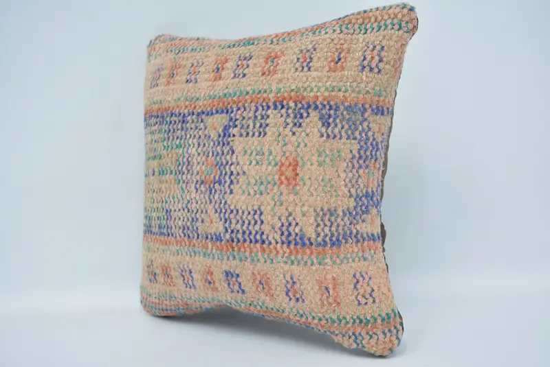 12x12 Blue Pillow Case, Pillow Case, Vintage Kilim Throw Pillow, Kilim Cushion Sham, Kilim Pillow Cover, Cotton Pillow Case - 4