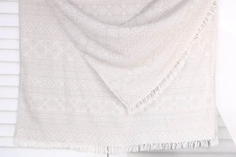 Bulk Gift for Christmas Guests, Light Gray Geometric Towel, 36x67 Inches