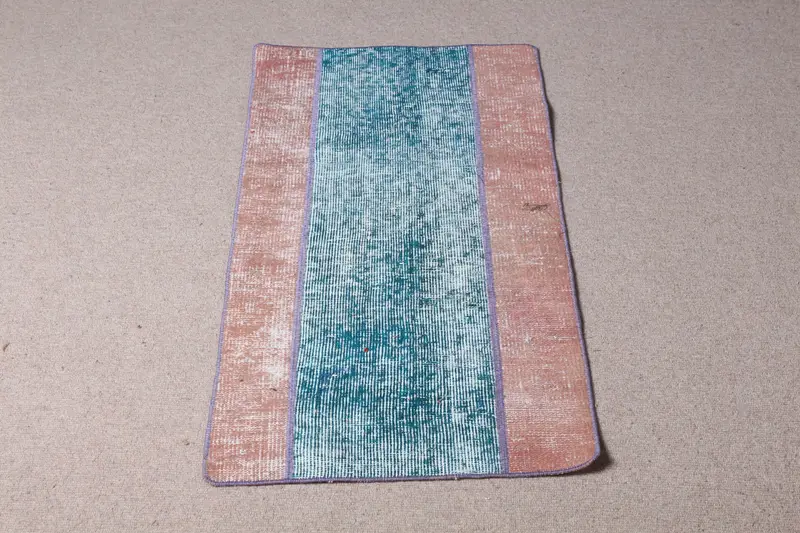 Blue Persian Rug, 1.7x3.6 ft Elegant Blue & Brown Design