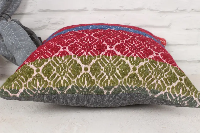 Hippie Throw Pillow Case, 14x14 Red Cushion Cover, Pillow for Couch, Kilim Pillow, Handmade Kilim Cushion, Pillow Sham, Meditation Pillow Case - 5