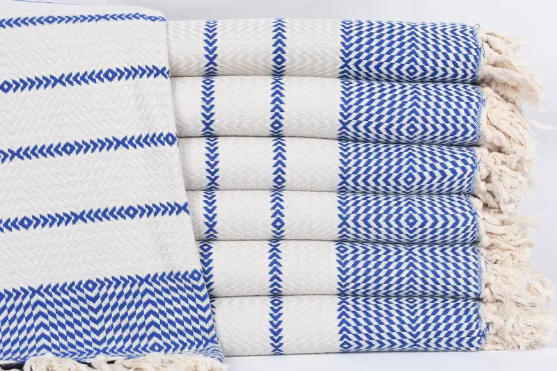 Wedding Favors Turkish Cotton Bath Towel Sax Blue Diamond, 79x40 Inches