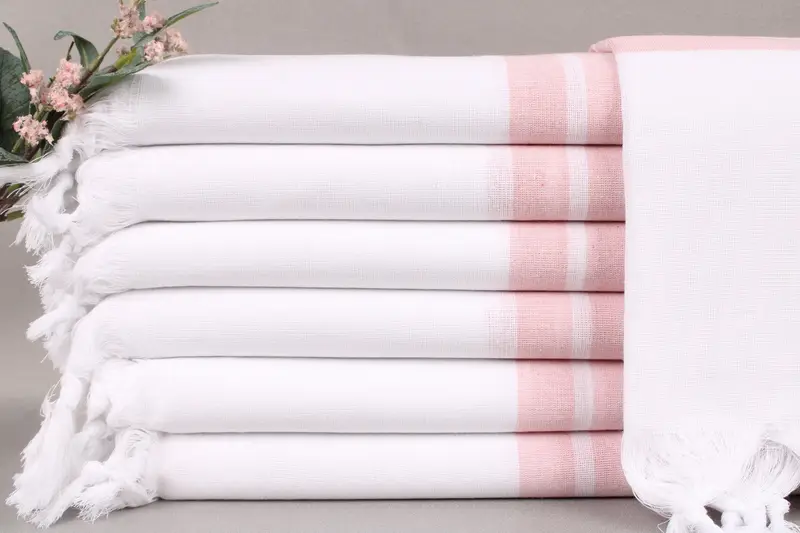 Custom Beach Towel Pink Striped, Turkish Cotton, 40x71 Inches