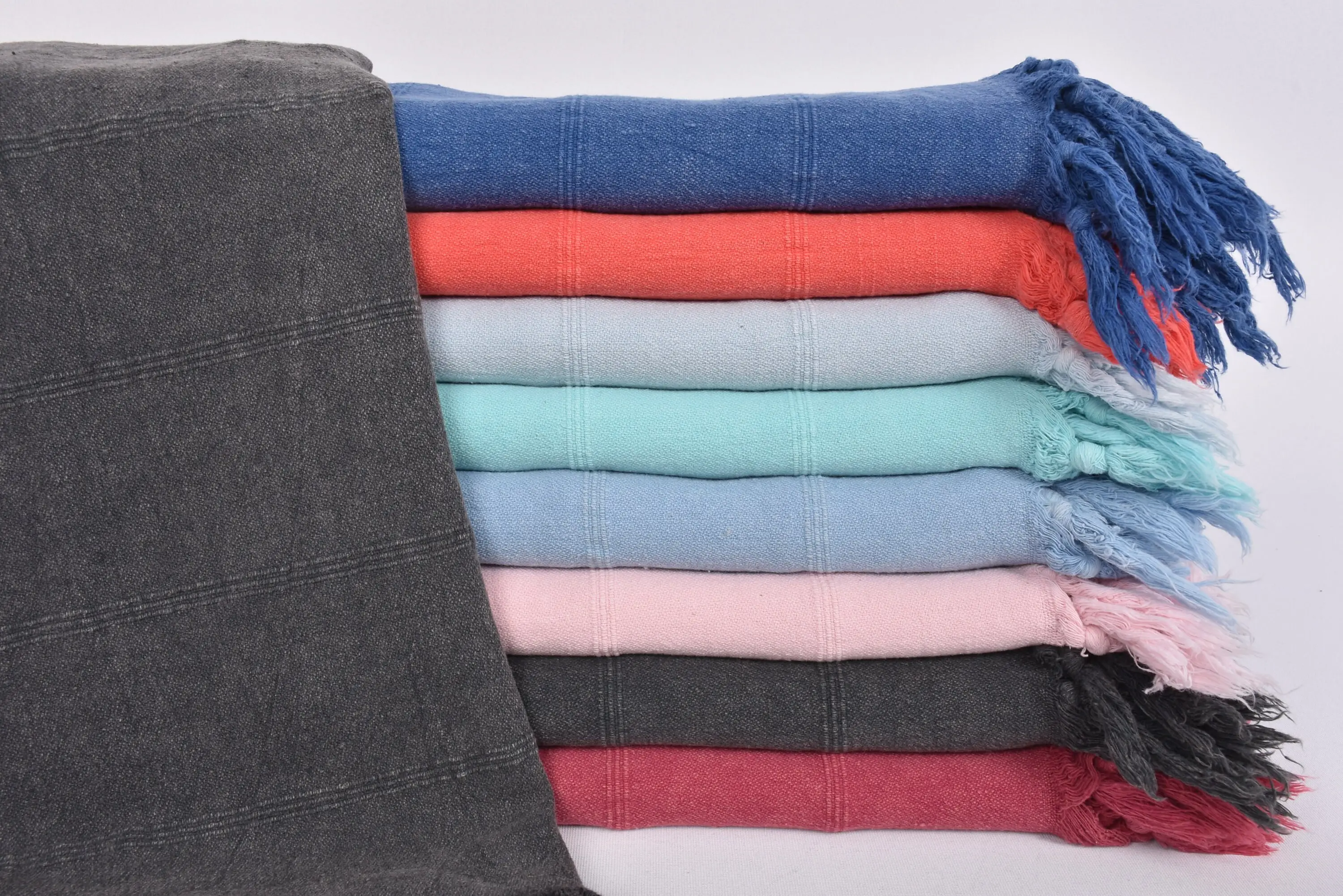 36x22 Blue Stonewashed Dish Towel, Turkish Tea Towel, Organic Cotton - 1