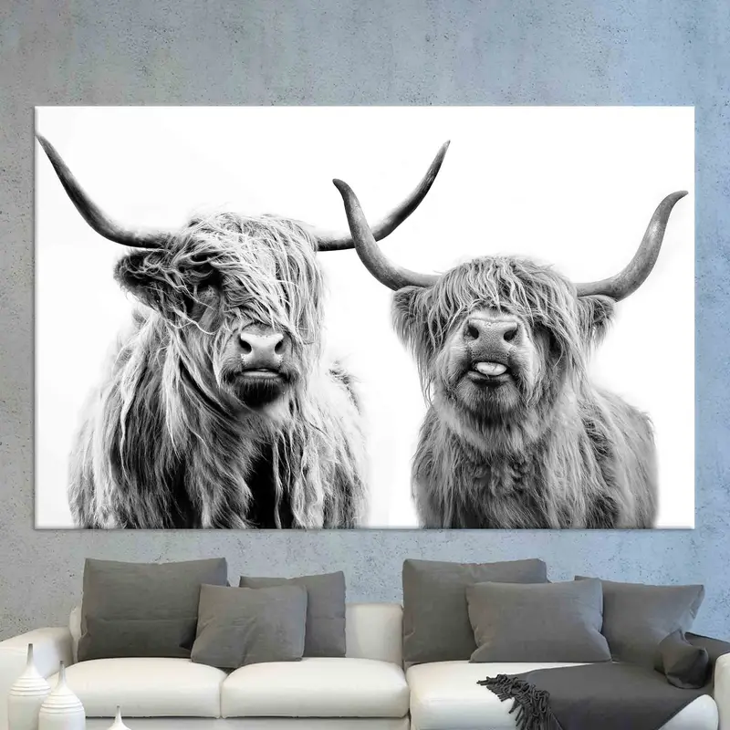 Highland Cow Poster, Personalized Wall Art, Canvas Wall Art, Cow Wall Decor, Highland Decor, Farmhouse Wall Art, Large Wall Art, Home Decor, - 6