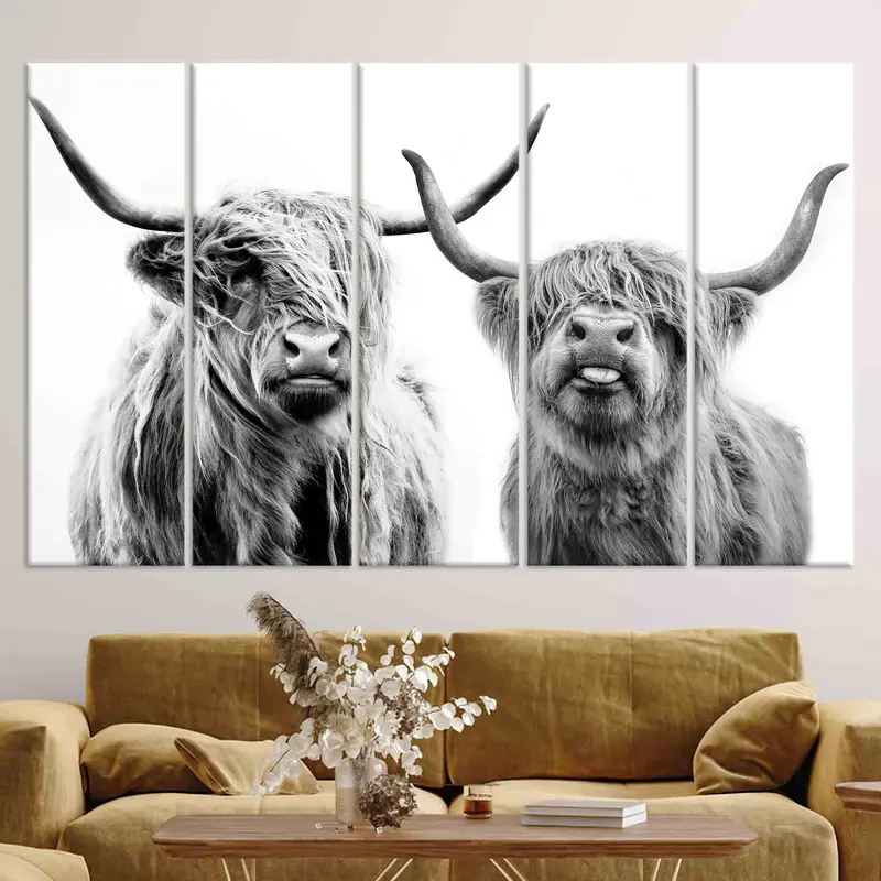 Highland Cow Poster, Personalized Wall Art, Canvas Wall Art, Cow Wall Decor, Highland Decor, Farmhouse Wall Art, Large Wall Art, Home Decor, - 3