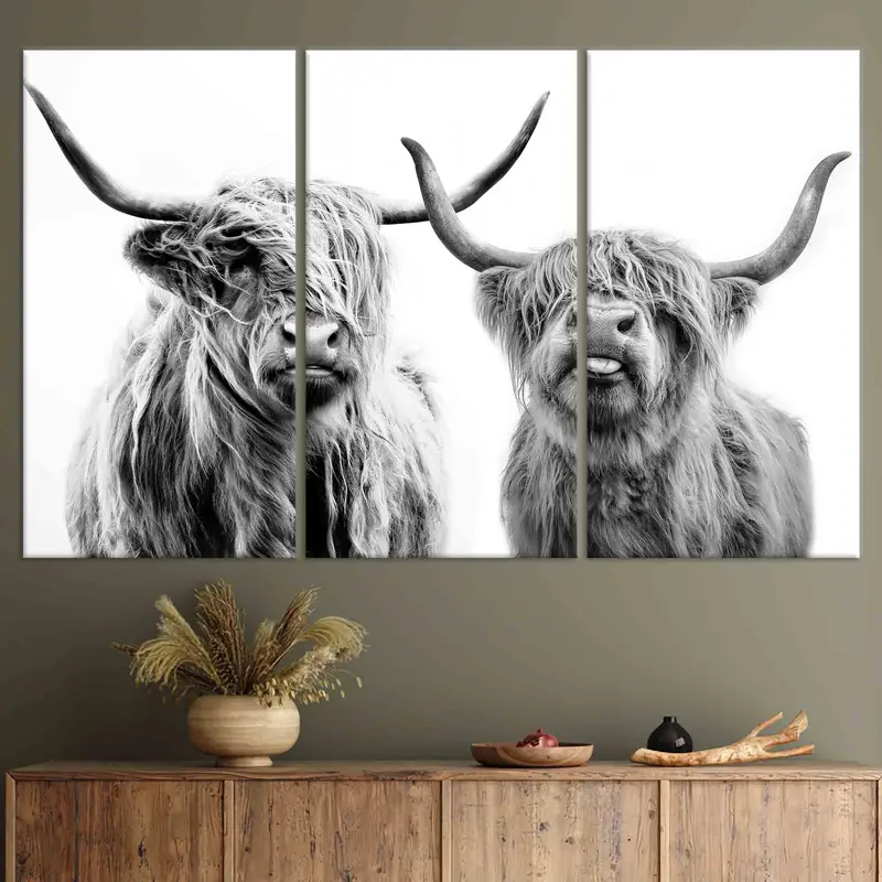 Highland Cow Poster, Personalized Wall Art, Canvas Wall Art, Cow Wall Decor, Highland Decor, Farmhouse Wall Art, Large Wall Art, Home Decor, - 2