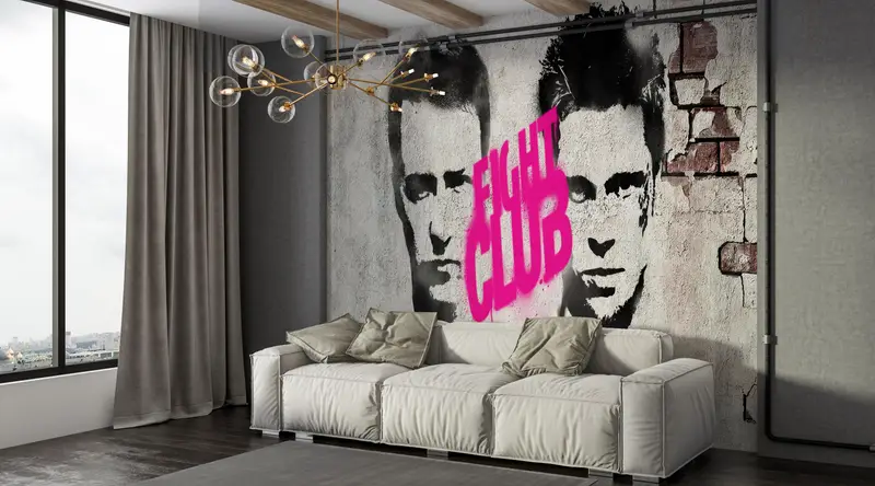 Custom Wall Paper, Man Cave Wall Art, Fight Graffiti Wall Painting, Graffiti Wallpaper, Fight Club Wallpaper, Wall Art Decor, - 3