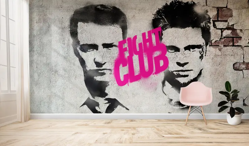 Custom Wall Paper, Man Cave Wall Art, Fight Graffiti Wall Painting, Graffiti Wallpaper, Fight Club Wallpaper, Wall Art Decor, - 1
