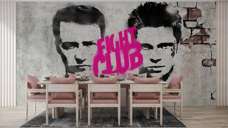 Custom Wall Paper, Man Cave Wall Art, Fight Graffiti Wall Painting, Graffiti Wallpaper, Fight Club Wallpaper, Wall Art Decor, - 2