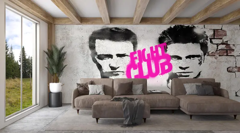 Custom Wall Paper, Man Cave Wall Art, Fight Graffiti Wall Painting, Graffiti Wallpaper, Fight Club Wallpaper, Wall Art Decor, - 8
