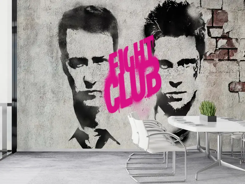 Custom Wall Paper, Man Cave Wall Art, Fight Graffiti Wall Painting, Graffiti Wallpaper, Fight Club Wallpaper, Wall Art Decor, - 6