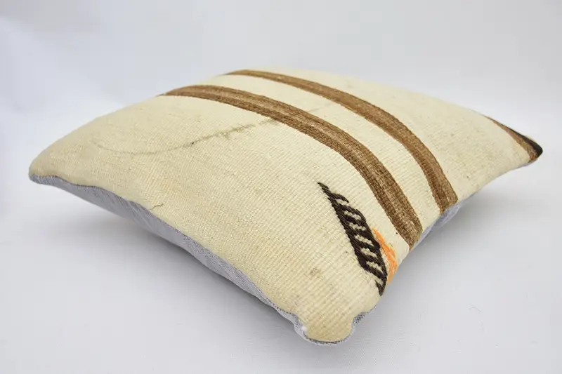 Pillow Case, Antique Pillows, Pillow for Sofa, Cotton Pillow Case, Nautical Throw Cushion Case, 16x16 Beige Cushion Case, Vintage Kilim Pillow - 4