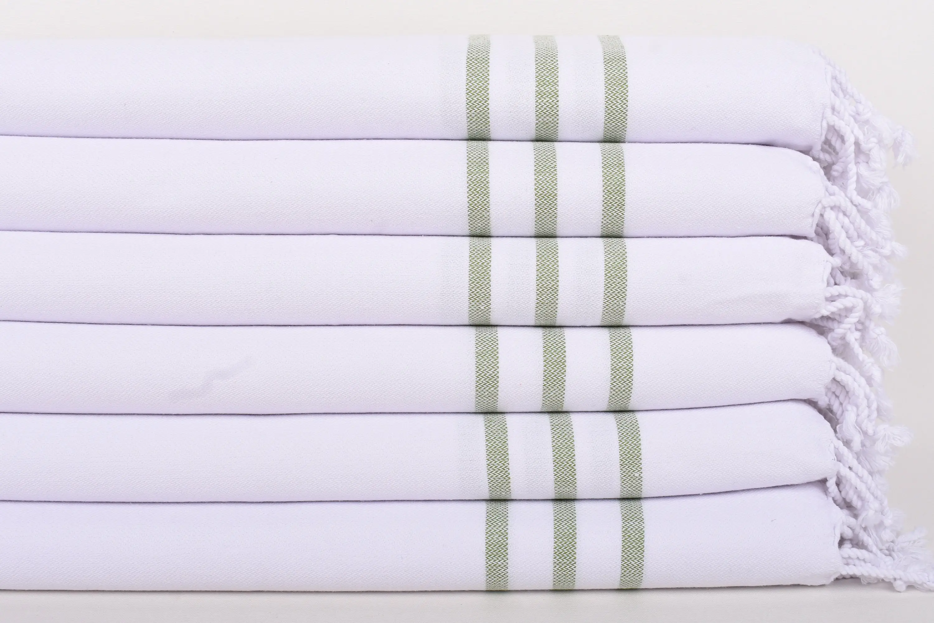 Olive Green Striped Hand Towel, Kitchen & Tea Towel, 40x24 Inches - 1