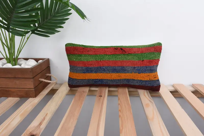 Pillow for Sofa, Sustainable Pillow, 8x16 Red Pillow Cover, Kilim Cushion Sham, Throw Kilim Pillow, Rustic Cushion Case, Pillow Case - 1