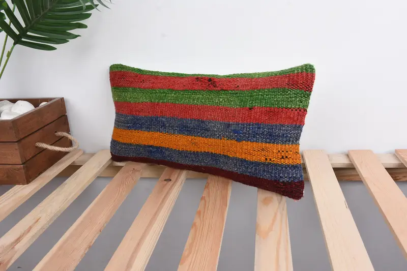 Pillow for Sofa, Sustainable Pillow, 8x16 Red Pillow Cover, Kilim Cushion Sham, Throw Kilim Pillow, Rustic Cushion Case, Pillow Case - 5