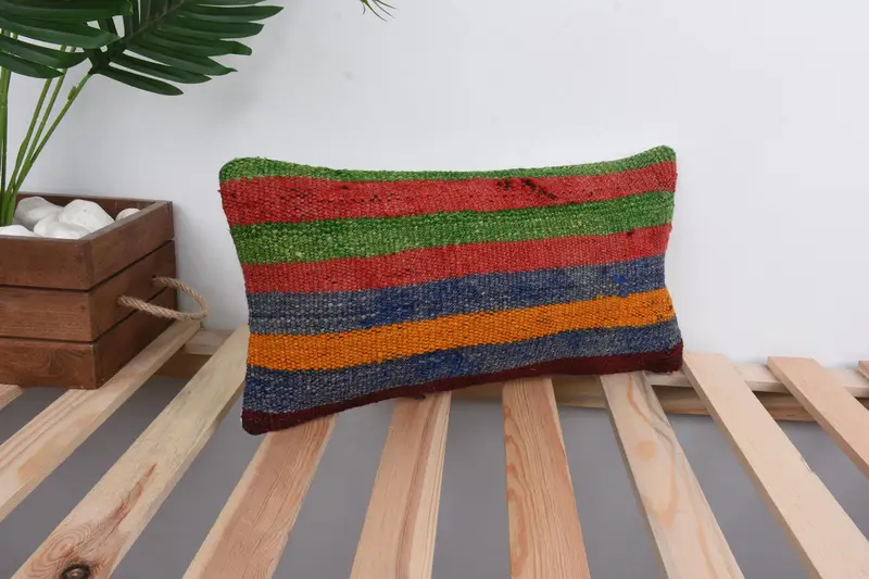 Pillow for Sofa, Sustainable Pillow, 8x16 Red Pillow Cover, Kilim Cushion Sham, Throw Kilim Pillow, Rustic Cushion Case, Pillow Case - 4