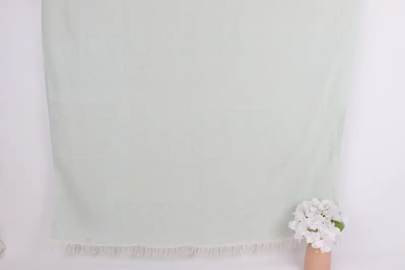 Mint Geometrik Türk Pamuklu Plaj Havlusu, Bej, 36x67 İnç