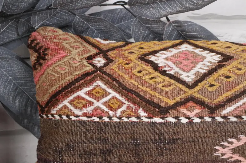 Interior Designer Pillow, Throw Kilim Pillow, Ethnic Throw Pillow Sham, Pillow Cover, 8x16 Brown Cushion, Home Decor Pillow - 2