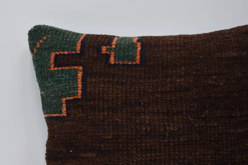 Pillow for Sofa, Cushion Case, Toss Pillow Cover, Throw Kilim Pillow, Outdoor Throw Cushion Cover, 16x16 Brown Cushion Cover, Gift Pillow - 2