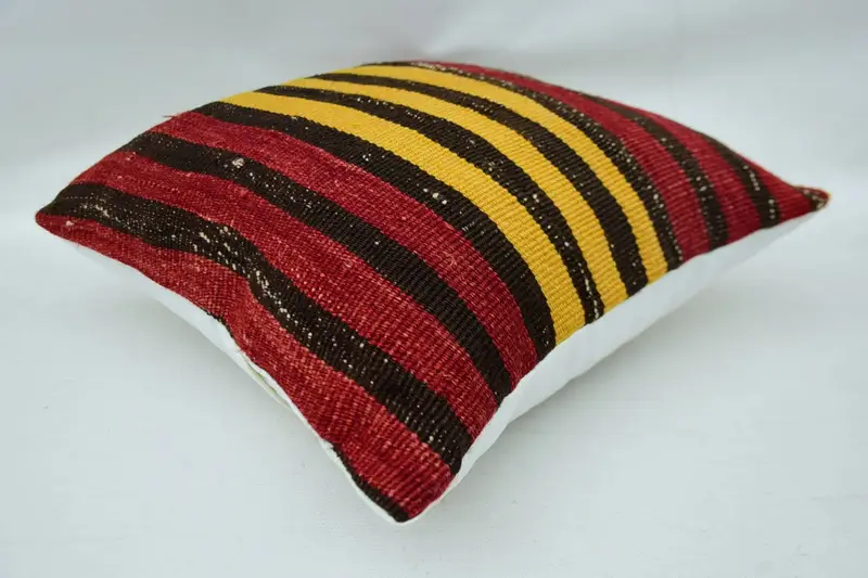 Handmade Rug Seat Cushion Case, 16x16 Red Cushion Case, Kilim Pillow, Cushion Case, Home Decor Pillow, Nautical Throw Cushion Cover, Pillow for Sofa - 6