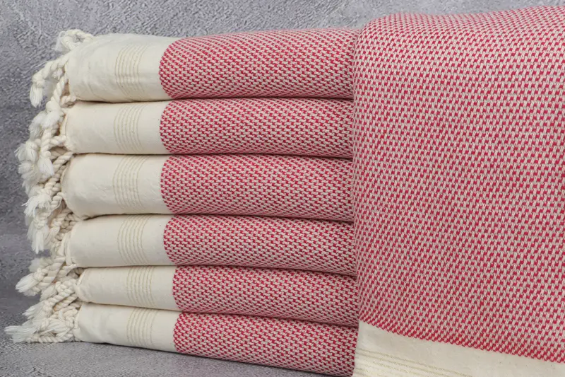 Personalized Turkish Cotton Towel Red Stripes, 40x67 Inches