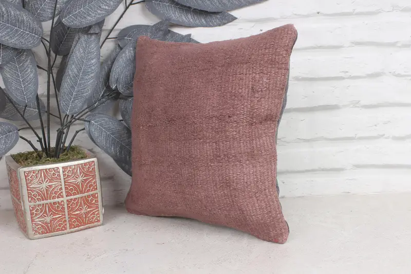 Ethnical Kilim Rug Pillow, Vintage Kilim Pillow, Cushion Cover, Boho Pillow, Authentic Pillow Sham, 12x12 Purple Pillow Cover - 3
