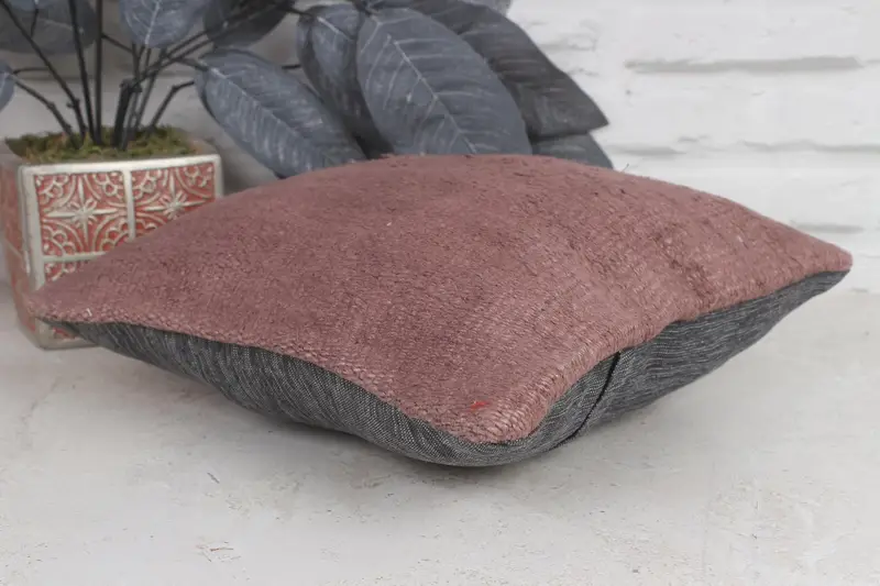 Ethnical Kilim Rug Pillow, Vintage Kilim Pillow, Cushion Cover, Boho Pillow, Authentic Pillow Sham, 12x12 Purple Pillow Cover - 6