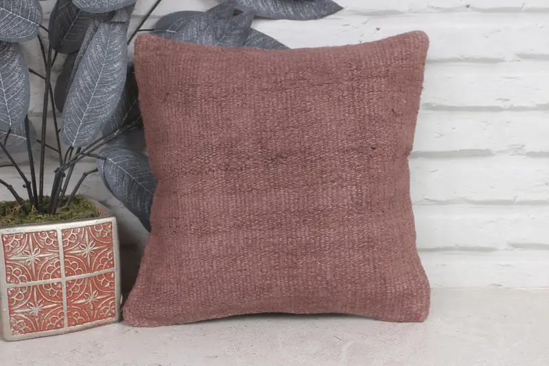 Ethnical Kilim Rug Pillow, Vintage Kilim Pillow, Cushion Cover, Boho Pillow, Authentic Pillow Sham, 12x12 Purple Pillow Cover - 1