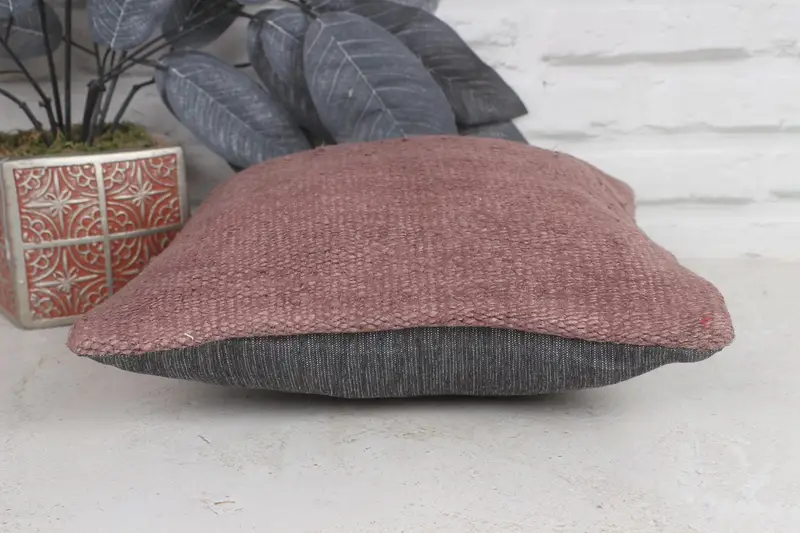 Ethnical Kilim Rug Pillow, Vintage Kilim Pillow, Cushion Cover, Boho Pillow, Authentic Pillow Sham, 12x12 Purple Pillow Cover - 5