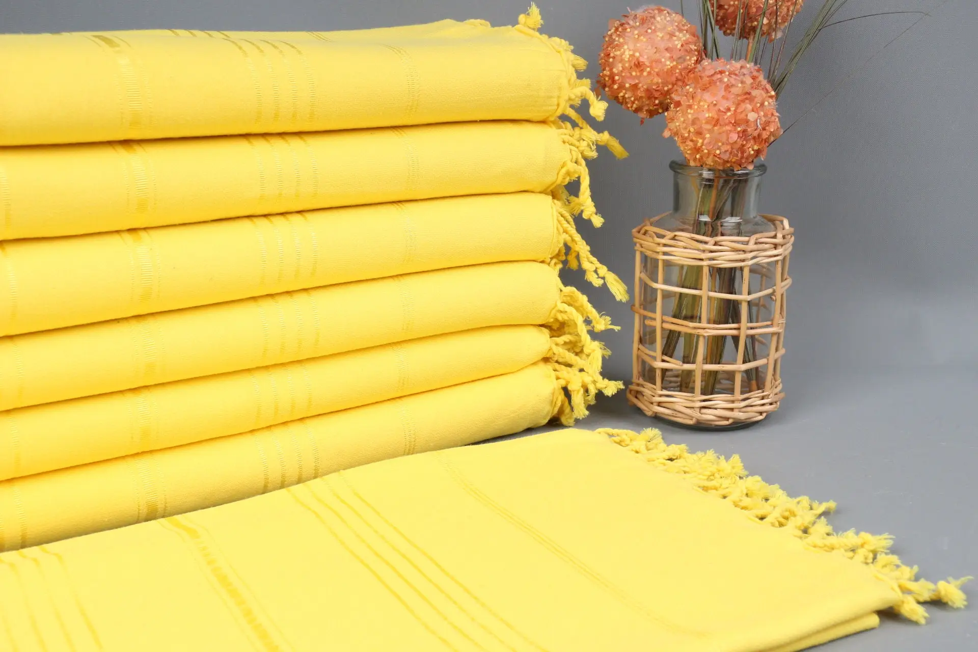 Personalized Yellow Striped Towel, Organic Cotton, 40x71 Inches - 1