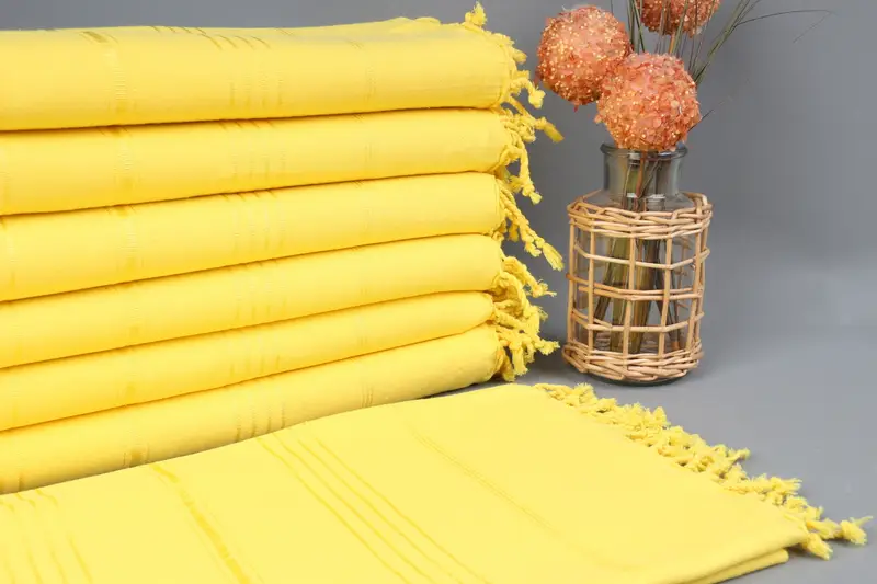 Personalized Yellow Striped Towel, Organic Cotton, 40x71 Inches