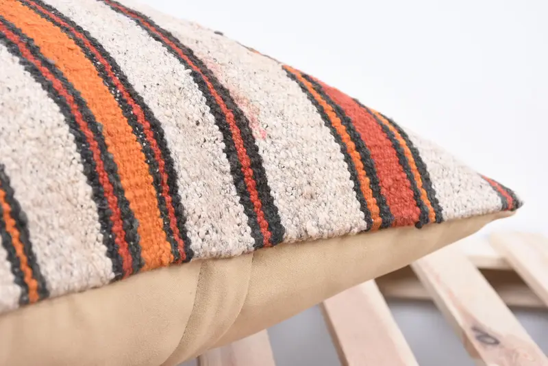 Vintage Kilim Pillow, Southwestern Pillow, Cushion Case, Kilim Rug Cushion, Turkish Pillow, 18x18 Orange Pillow, Ethnical Kilim Rug Pillow - 7
