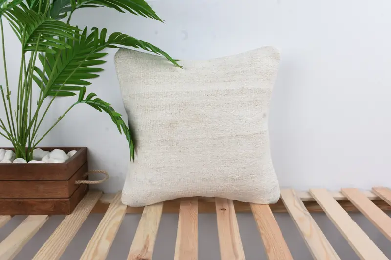 Pet Cushion Cover, 16x16 White Cushion, Cushion Cover, Throw Kilim Pillow, Home Decor Pillow, Retro Pillow Cover, Handmade Kilim Cushion - 1