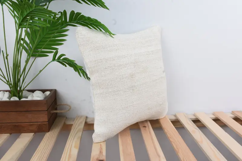 Pet Cushion Cover, 16x16 White Cushion, Cushion Cover, Throw Kilim Pillow, Home Decor Pillow, Retro Pillow Cover, Handmade Kilim Cushion - 4