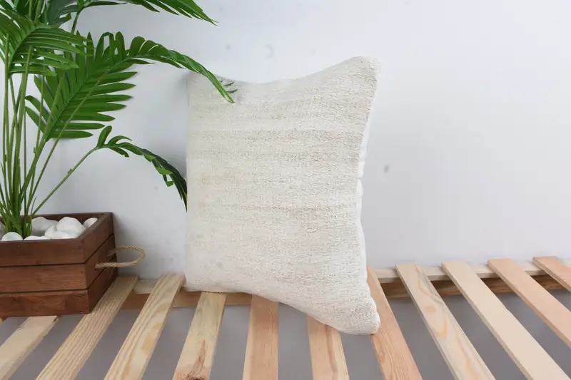Pet Cushion Cover, 16x16 White Cushion, Cushion Cover, Throw Kilim Pillow, Home Decor Pillow, Retro Pillow Cover, Handmade Kilim Cushion - 5