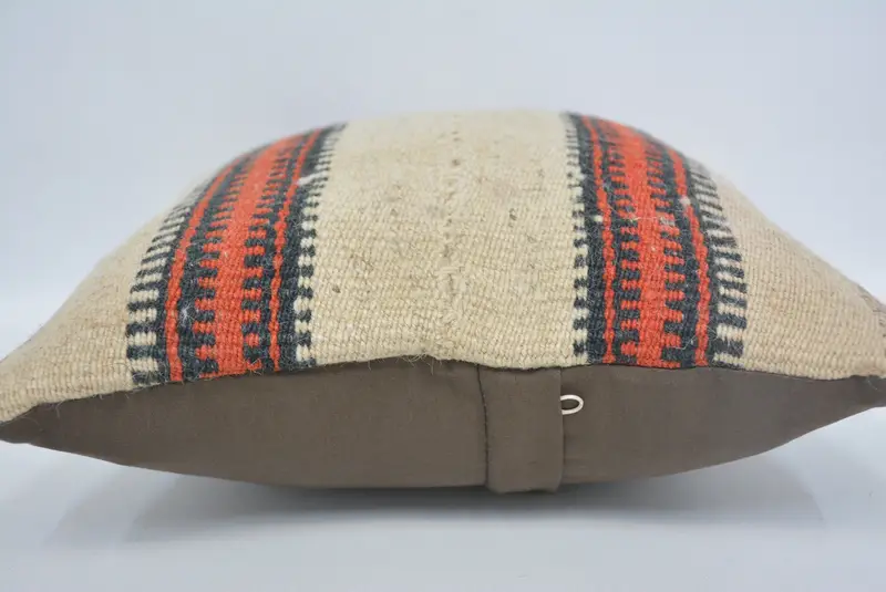 Handmade Kilim Cushion, 12x12 Beige Pillow Cover, Tribal Cushion Case, Cushion Case, Knitted Pillow Case, Kilim Cushion Sham, Antique Pillows - 5