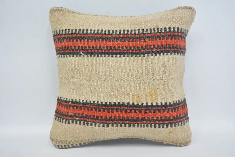Handmade Kilim Cushion, 12x12 Beige Pillow Cover, Tribal Cushion Case, Cushion Case, Knitted Pillow Case, Kilim Cushion Sham, Antique Pillows - 1