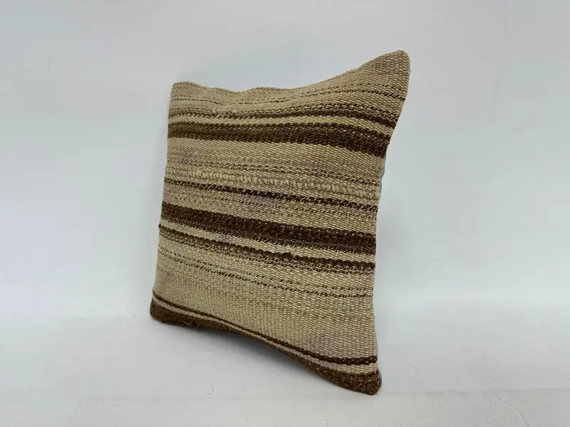 Pillow, Vintage Pillow, Decorative Bolster Pillow Sham, 14x14 Beige Pillow Case, Sustainable Pillow Case, Turkish Pillow, Home Decor Pillow - 4