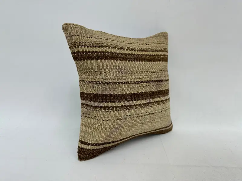 Pillow, Vintage Pillow, Decorative Bolster Pillow Sham, 14x14 Beige Pillow Case, Sustainable Pillow Case, Turkish Pillow, Home Decor Pillow - 3