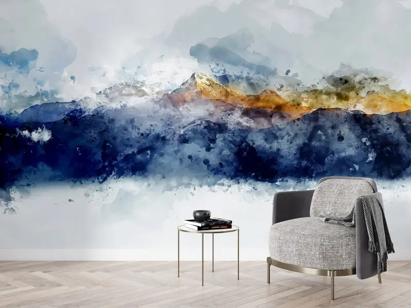 Moderne abstrakte Berglandschaft-gedruckte Tapete für zeitgenössisches Dekor