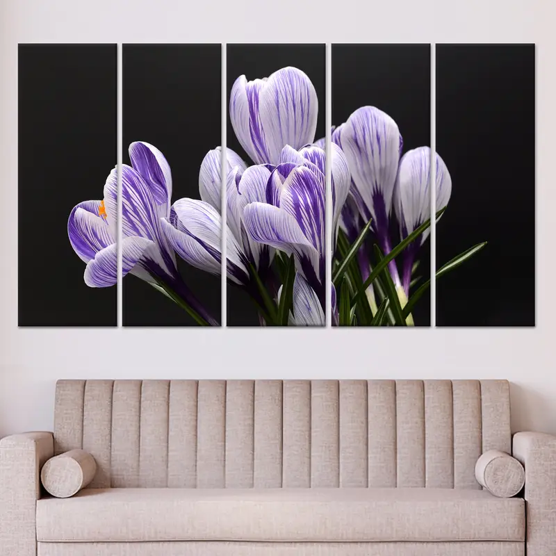 Modern Lüks Mor Çiğdem Çiçeği Kanvas Tablo, Zarif Dekor