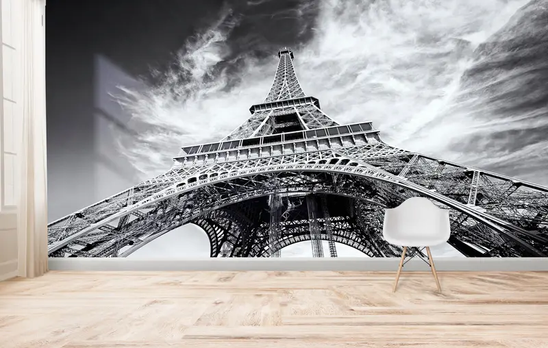 Printed Eiffel Paris Landscape Wallpaper: Elegant Landmark Decor